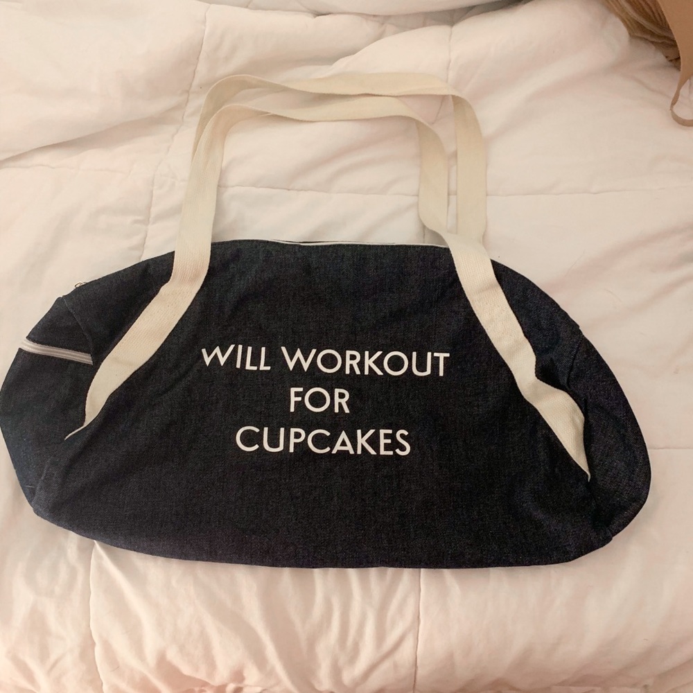 “Will work out for cupcakes” gym bag